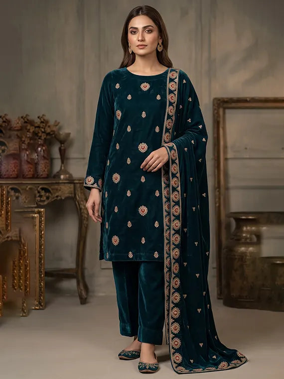 Elegant Embroidered Velvet Edit 2026 Vol-26DS01 (D-01)