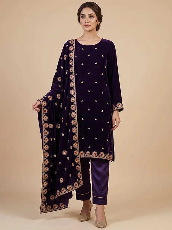 Elegant Embroidered Velvet Edit 2026 Vol-26DS01 (D-02)