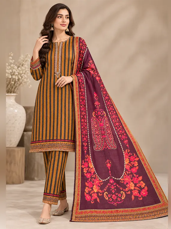 Elegant Floral Khadder Unstitched 3-Piece Suit Edit 2026 Vol-GR09 (D-06)