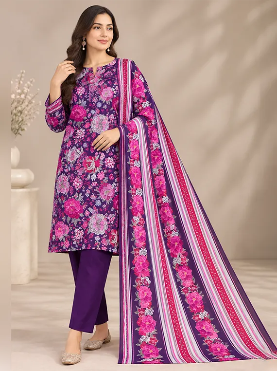 Elegant Floral Khadder Unstitched 3-Piece Suit Edit 2026 Vol-GR09 (D-11)