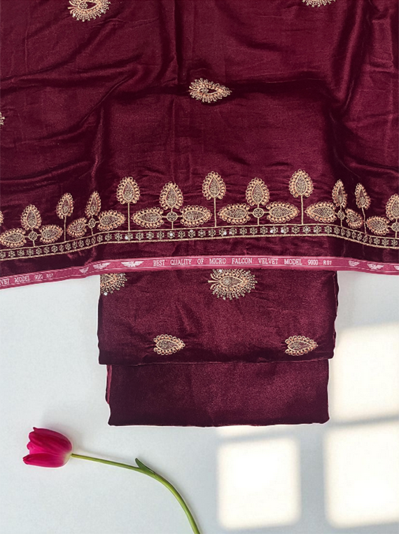 Elegant Luxury Embroidered Pure Micro Velvet Edit25 (CB17-01)