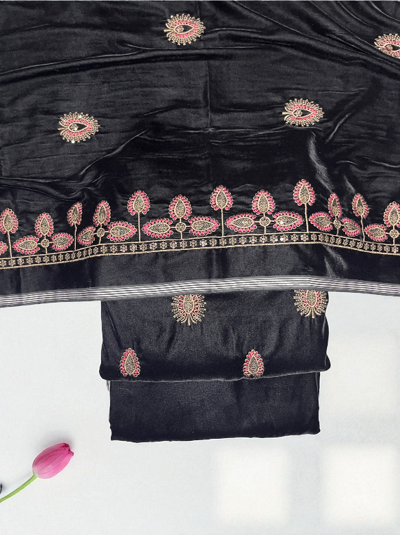 Elegant Luxury Embroidered Pure Micro Velvet Edit25 (CB17-06)