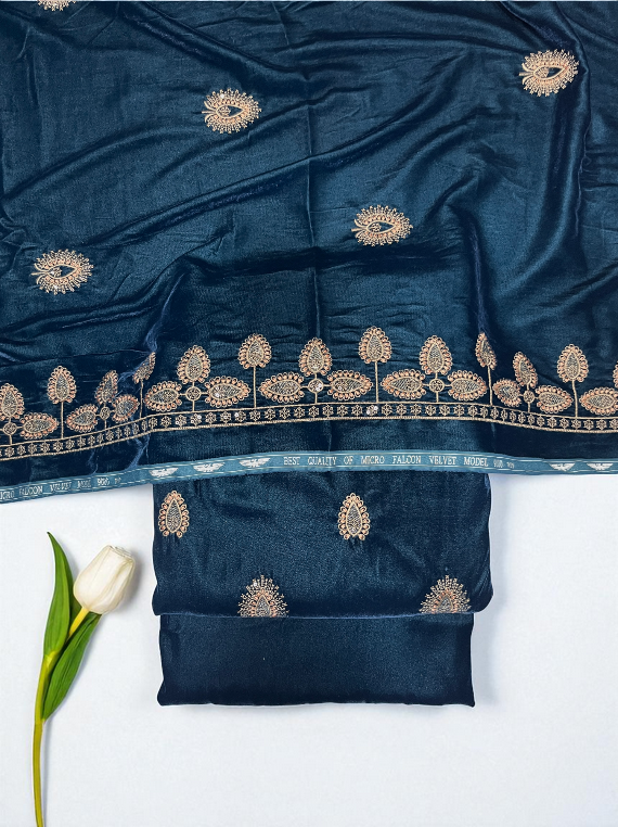 Elegant Luxury Embroidered Pure Micro Velvet Edit25 (CB17-08)