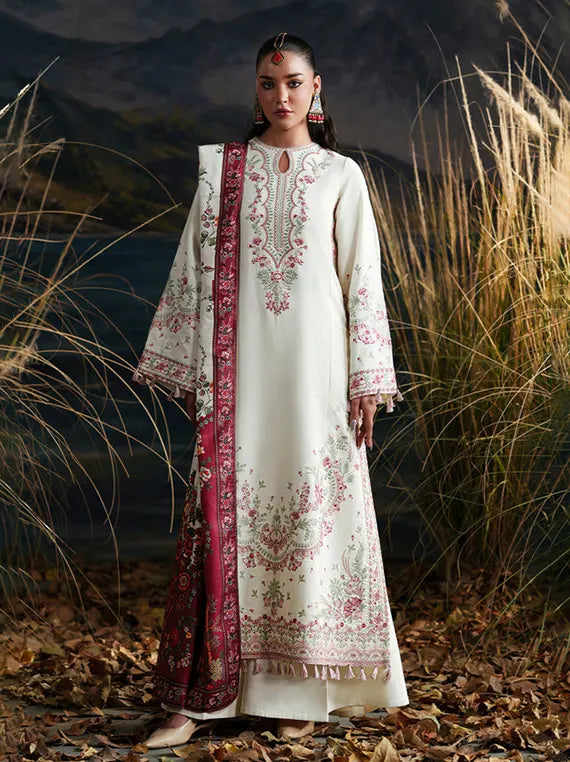 Emaan Adeel Winter Letters Unstitched Karandi Collection'26 (IVORY PAGES)