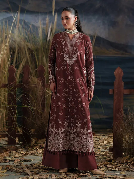 Emaan Adeel Winter Letters Unstitched Karandi Collection'26 (ROSEWOOD)