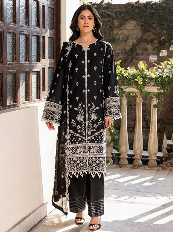 Embroidered Elite Lawn Collection 2026 (01-Midnight Glow)