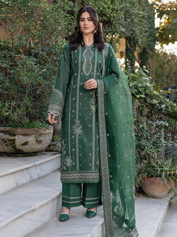 Embroidered Elite Lawn Collection 2026 (02-Emerald Eve)
