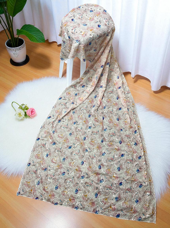 Embroidery Cutwork Chikankari Lawn Shawl Edit25 (25SH83-01)