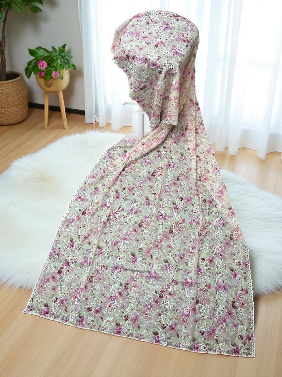 Embroidery Cutwork Chikankari Lawn Shawl Edit25 (25SH83-02)