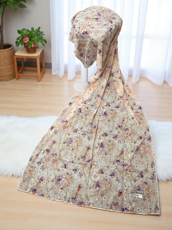 Embroidery Cutwork Chikankari Lawn Shawl Edit25 (25SH83-04)