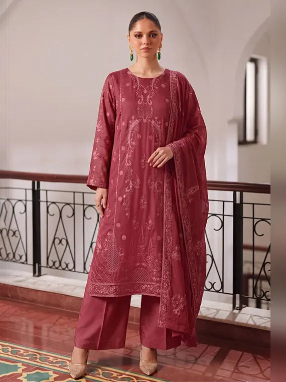 Emirah by Fantak Unstitched Embroidered Dhanak Collection'26 V-548