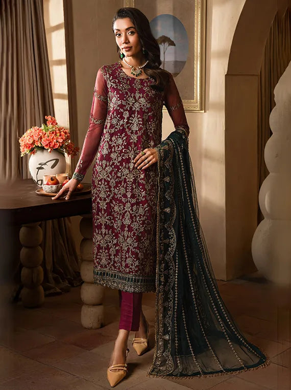 Emirah Luxury Embroidered Net Collection 2025 by Zarif