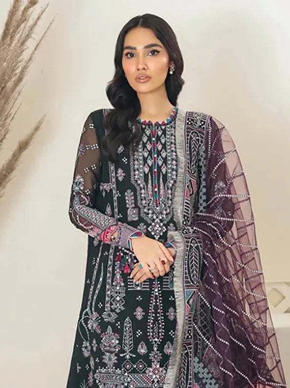 Ethereal Chiffon Embroidered Collection 2025 (BLACK GALAXY)