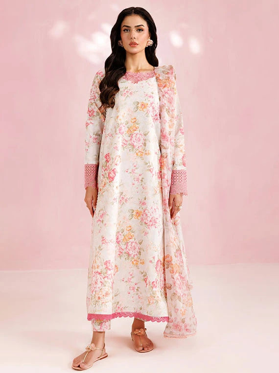 FARASHA Embroidered Printed Lawn Collection 2026 (01-Cream Haze)