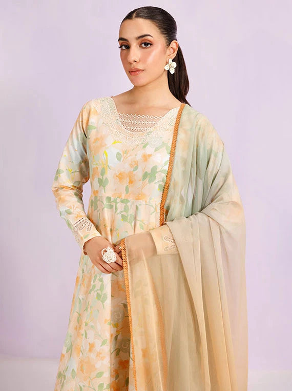 FARASHA Embroidered Printed Lawn Collection 2026 (04-Cream Sparkle)