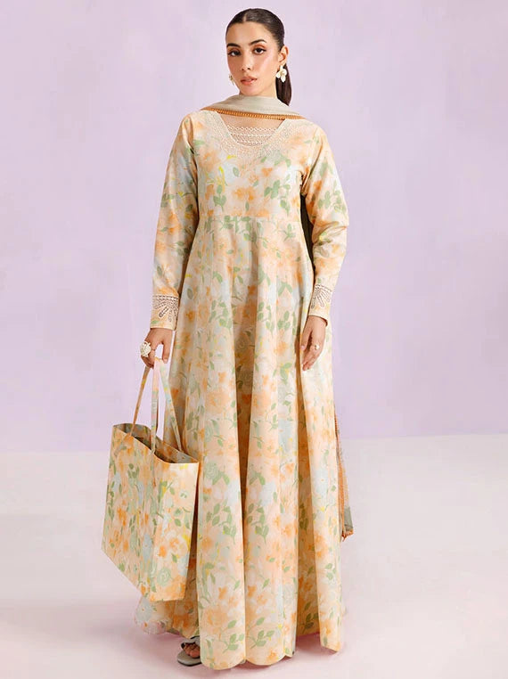 FARASHA Embroidered Printed Lawn Collection 2026 (04-Cream Sparkle)