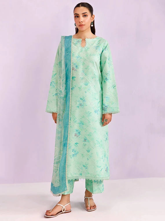 FARASHA Embroidered Printed Lawn Collection 2026 (09-Mint Pine)