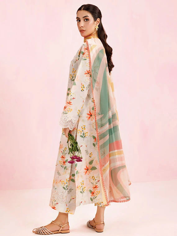 FARASHA Embroidered Printed Lawn Collection 2026 (10-Ivory Aura)