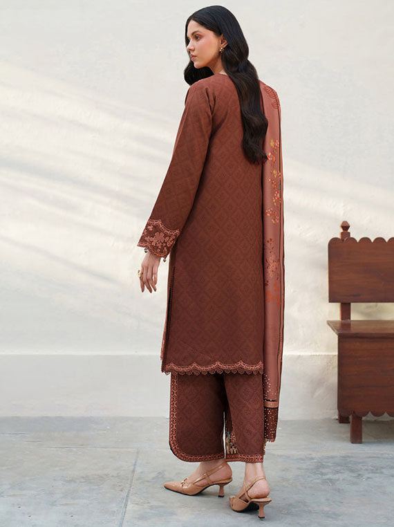 BLOSSOM by Umar Poshak Premium Lawn Collection 2026 (Farasha-02-Brown-Clay)