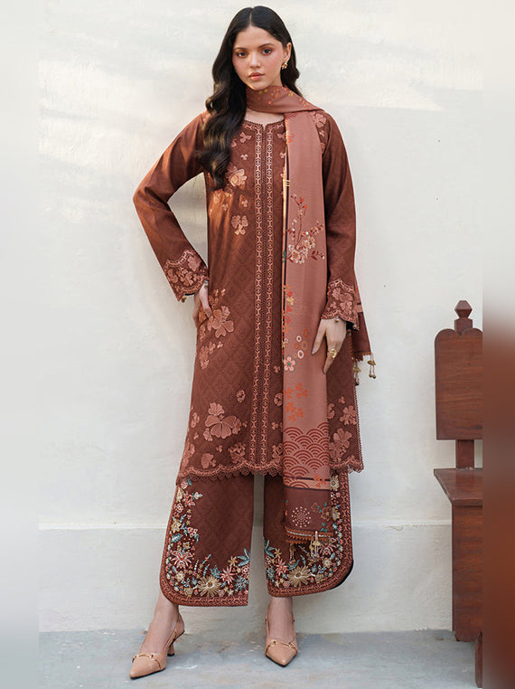 BLOSSOM by Umar Poshak Premium Lawn Collection 2026 (Farasha-02-Brown-Clay)
