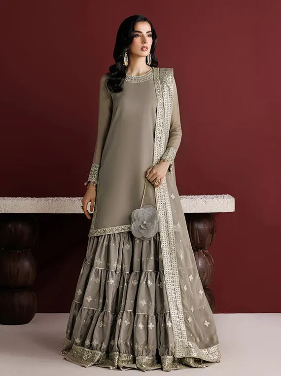 Farasha Unstitched Formal Chiffon Collection'26 (Stone Haze)