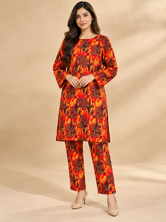 Fine Peach Stone Leather Printed 2pc Edit ’26 VOL-FB11 (D01)