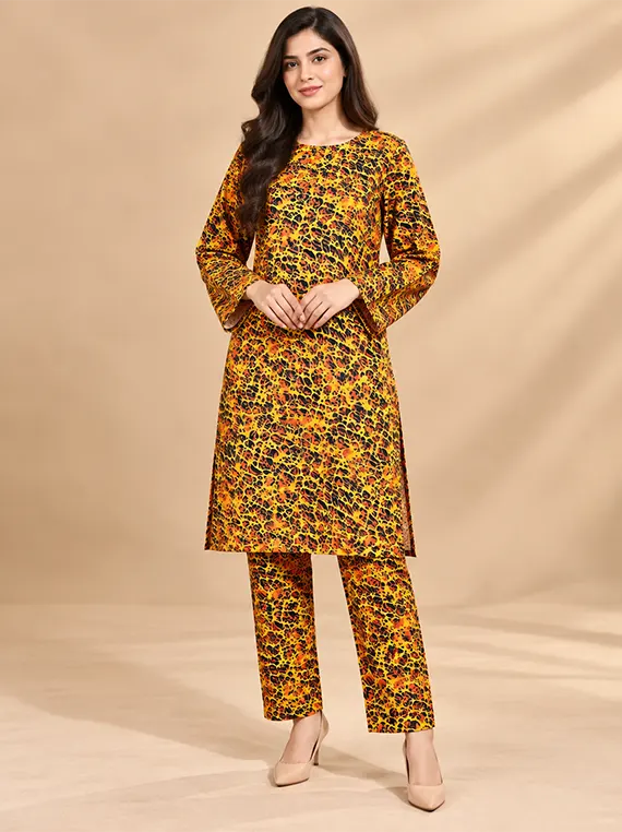 Fine Peach Stone Leather Printed 2pc Edit ’26 VOL-FB11 (D04)