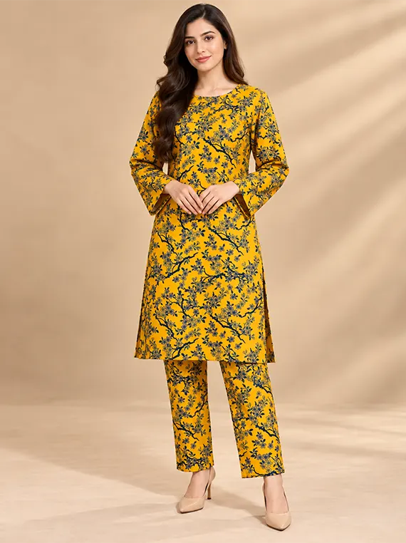 Fine Peach Stone Leather Printed 2pc Edit ’26 VOL-FB11 (D05)