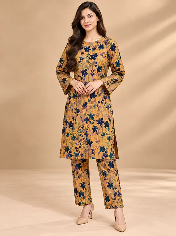 Fine Peach Stone Leather Printed 2pc Edit ’26 VOL-FB11 (D08)
