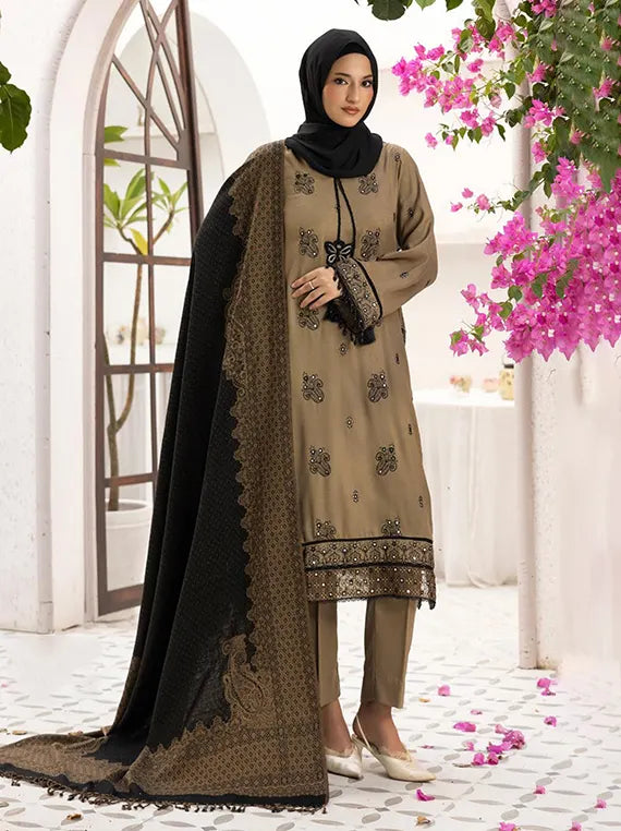 Gul-E-Zarki Leather Peach Unstitched Collection'26 (D-01)