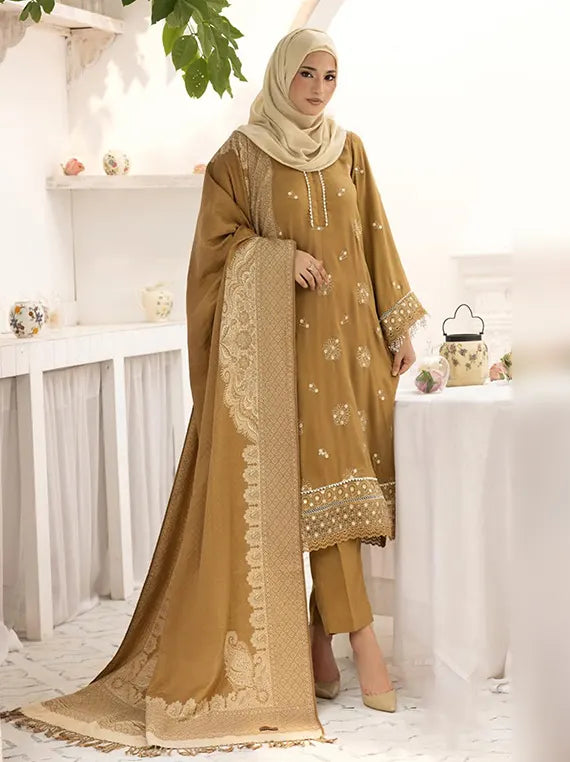 Gul-E-Zarki Leather Peach Unstitched Collection'26 (D-07)