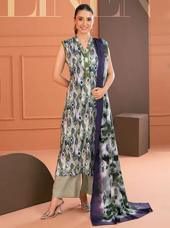 Gul Ahmed Printed Linen Collection 2025 (LT52030)