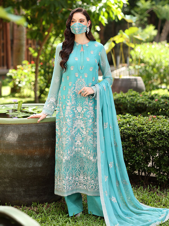Flossie Festive Embroidered Unstitched Collection'26 (K-104 Aquaria)
