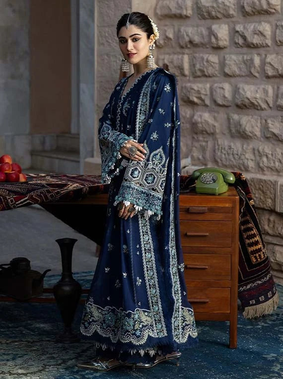 KAHF Embroidered Karandi Collection 2026 (KKH-02 AZURE BLUE)