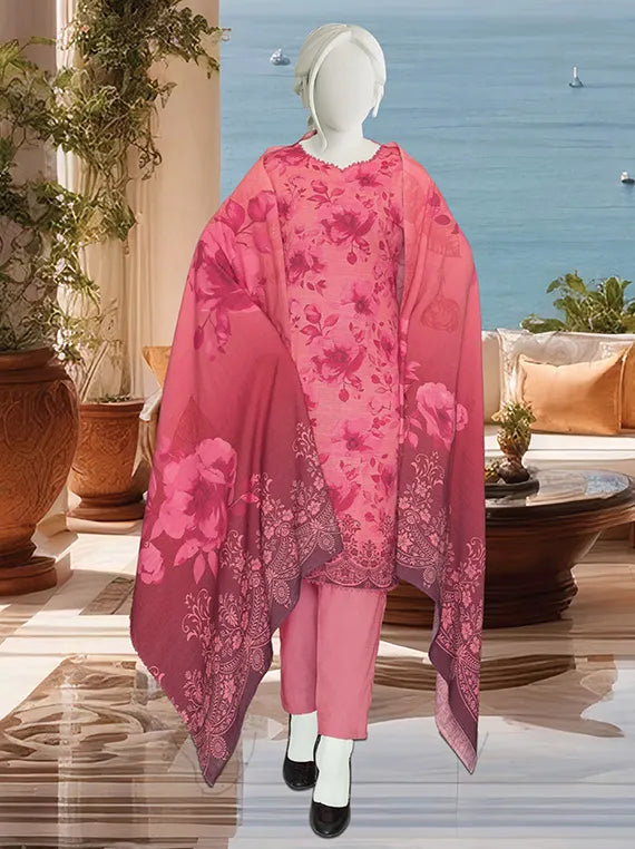 KHUSHBU by ABC Printed Peach Slub Collection 2025 (D-555)