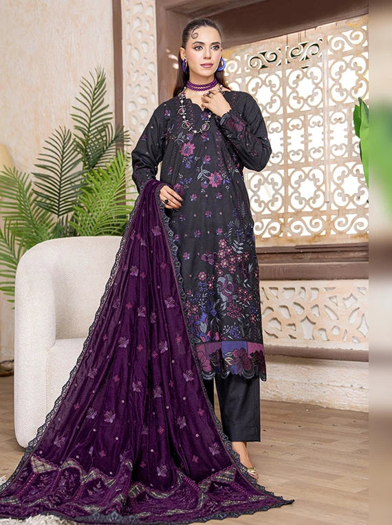 Kahani Peach Leather Collection With embroidered micro velvet shawl BY Riaz Arts