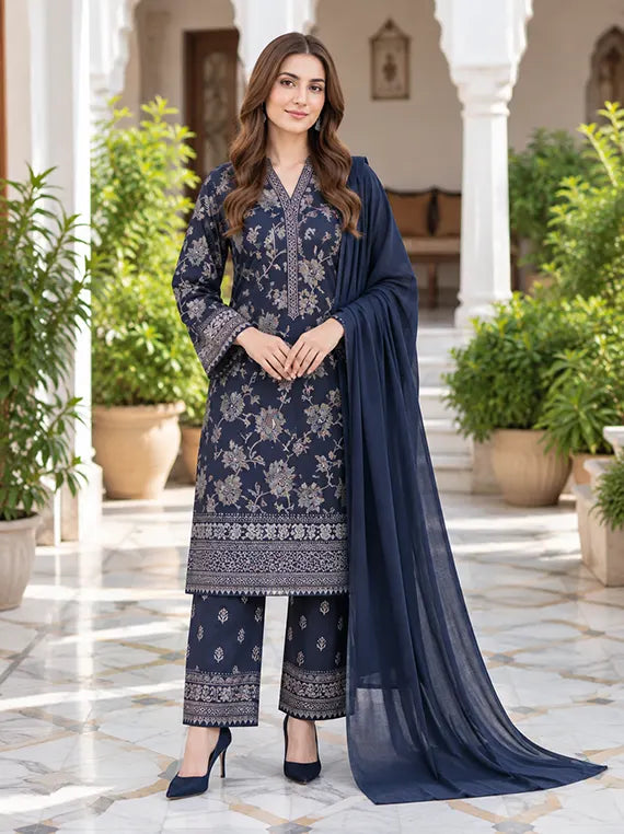 Khaddar Printed Unstitched Collection'26 Vol-01 (U4595SU-3PC-143)