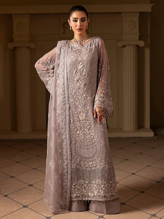 LAVISH Premium Embroidered Chiffon Collection 2026 (Dusty Rose)