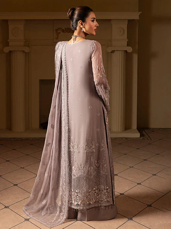 LAVISH Premium Embroidered Chiffon Collection 2026 (Dusty Rose)