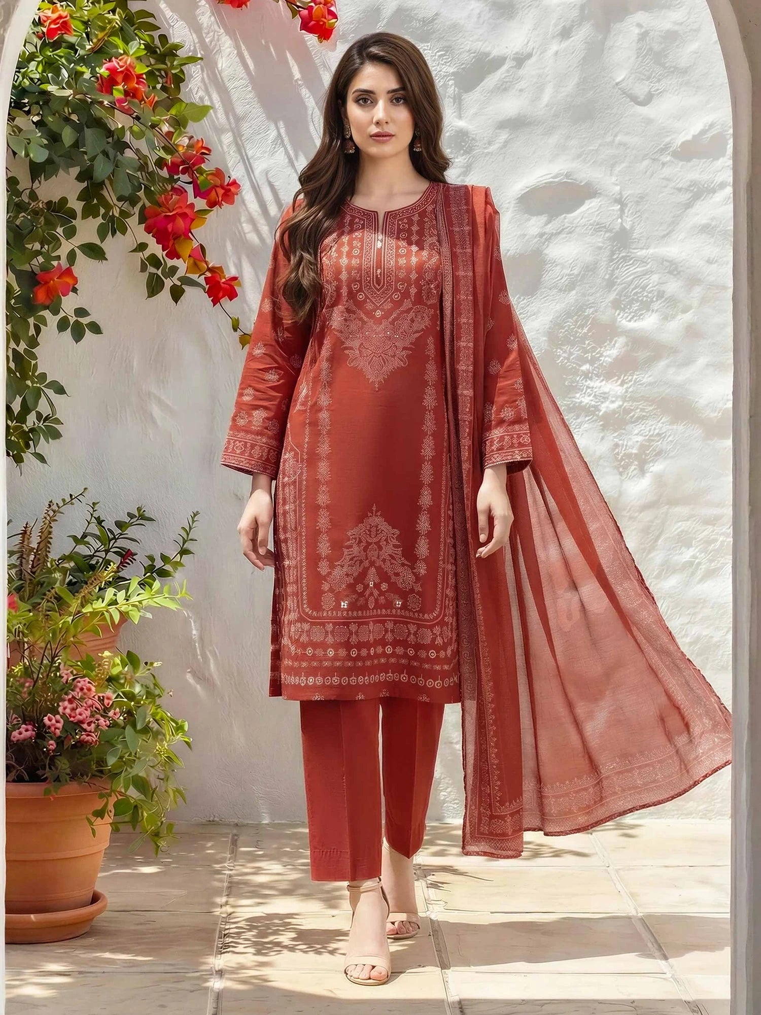 LIME LIGHT Printed Lawn Collection 2026 (U4926 RUST)