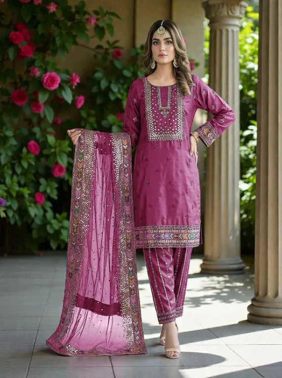 Luxury Embroidered Net Collection 2026 By Bilal Silk Vol-NM61 (D-02)