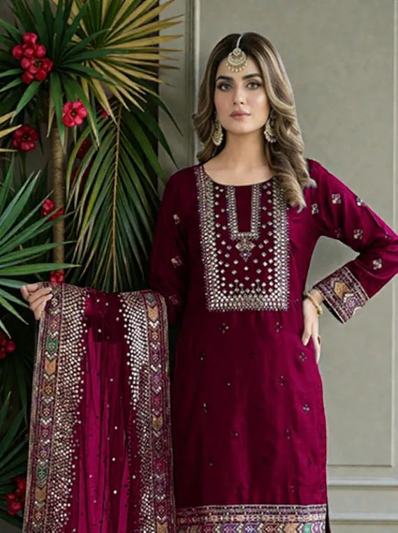 Luxury Embroidered Net Collection 2026 By Bilal Silk Vol-NM61 (D-07)
