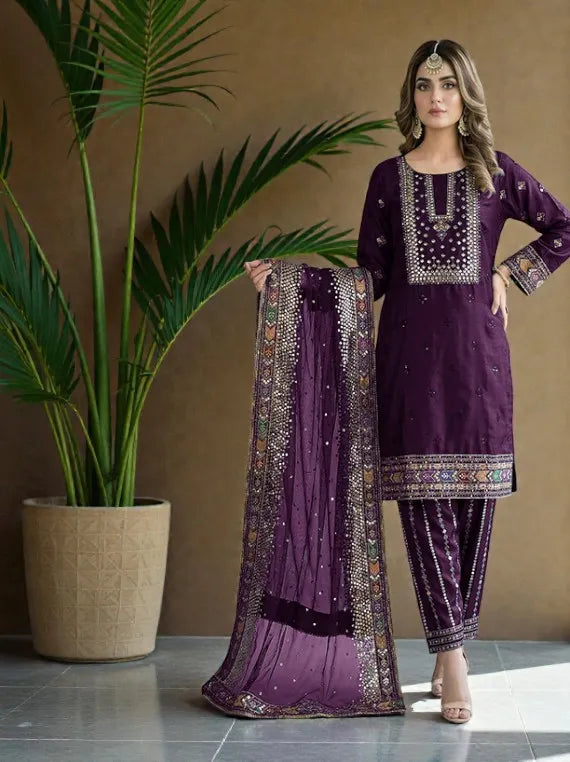 Luxury Embroidered Net Collection 2026 By Bilal Silk Vol-NM61 (D-08)