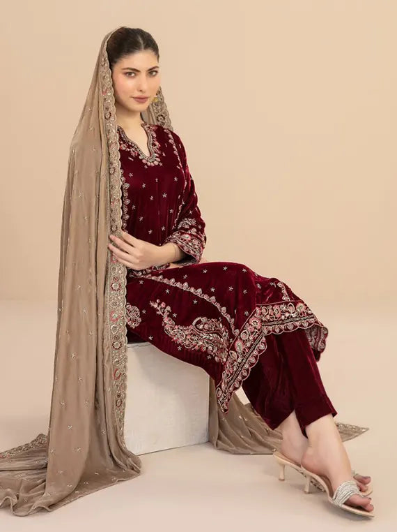 MILAN by Tawakkal Fabrics Embroidered Velvet Unstitched Collection'26 (D-5712)