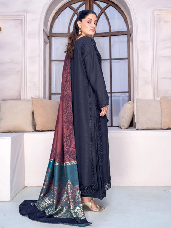 MIRAAS Wool Touch Peach Unstitched Collection'26 by Riaz Arts (D-02)