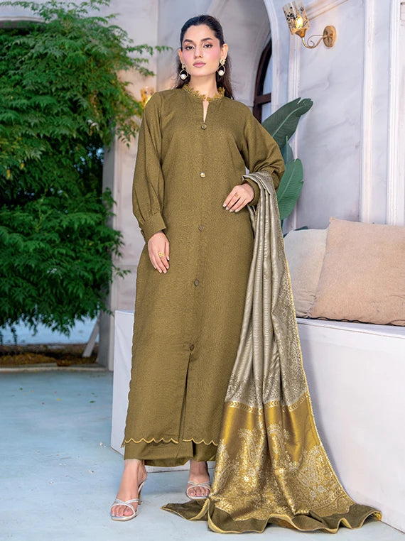 MIRAAS Wool Touch Peach Unstitched Collection'26 by Riaz Arts (D-03)