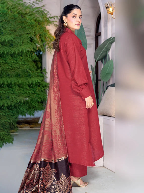 MIRAAS Wool Touch Peach Unstitched Collection'26 by Riaz Arts (D-04)
