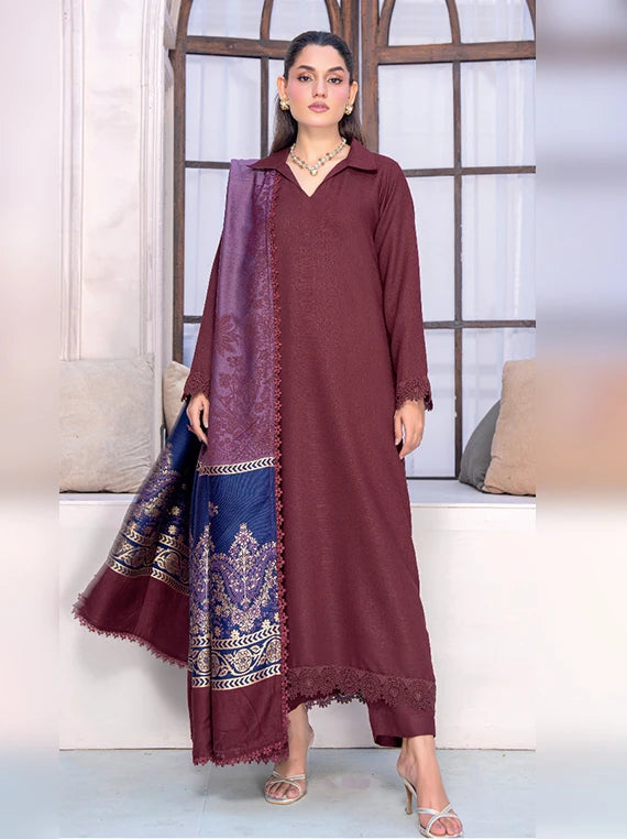 MIRAAS Wool Touch Peach Unstitched Collection'26 by Riaz Arts (D-06)