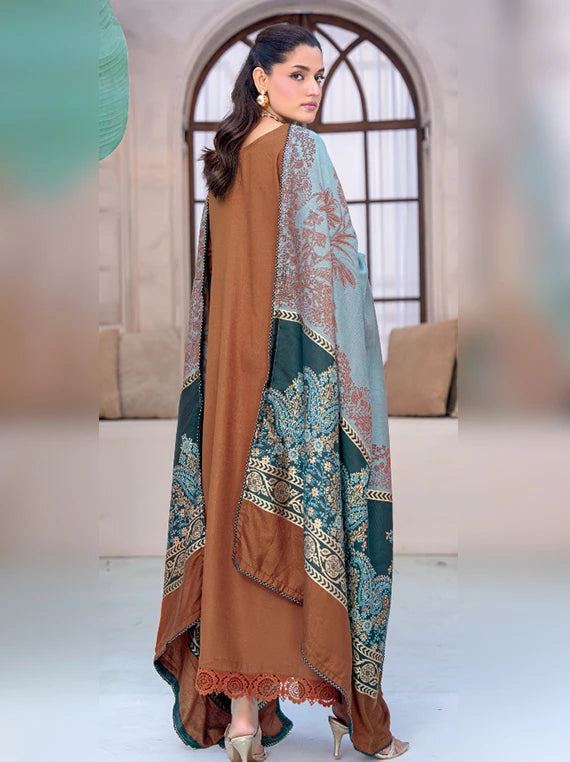 MIRAAS Wool Touch Peach Unstitched Collection'26 by Riaz Arts (D-07)