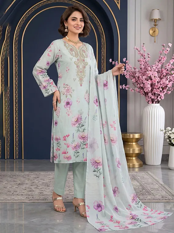 MODERN Print Embroidery Dhanak Unstitched Collection'26 Vol-190 (D-05)